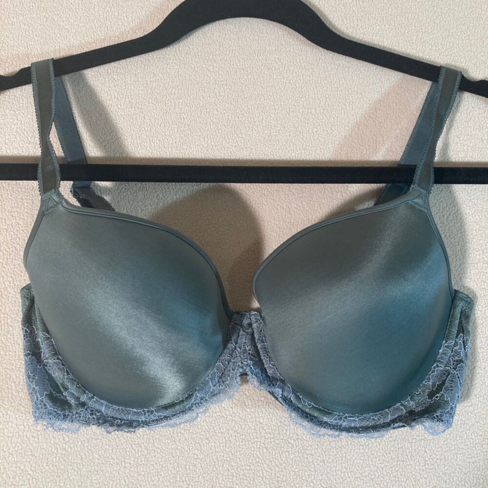 Wacoal Embrace Lace T-Shirt Bra 32DD Dark Sage Green Seamless Underwire Padded